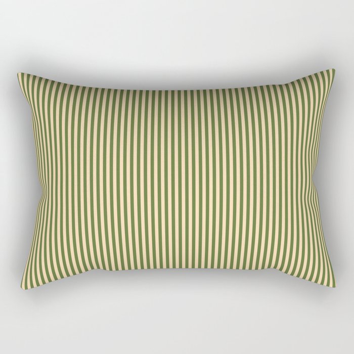 Tan & Dark Olive Green Colored Striped Pattern Rectangular Pillow Gallery Image 2