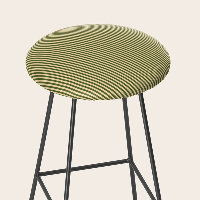 Tan & Dark Olive Green Colored Striped Pattern Stool Gallery Image 2