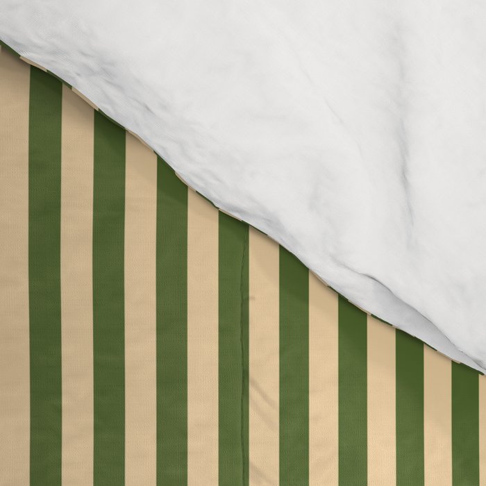 Tan & Dark Olive Green Colored Striped Pattern Comforter Gallery Image 4