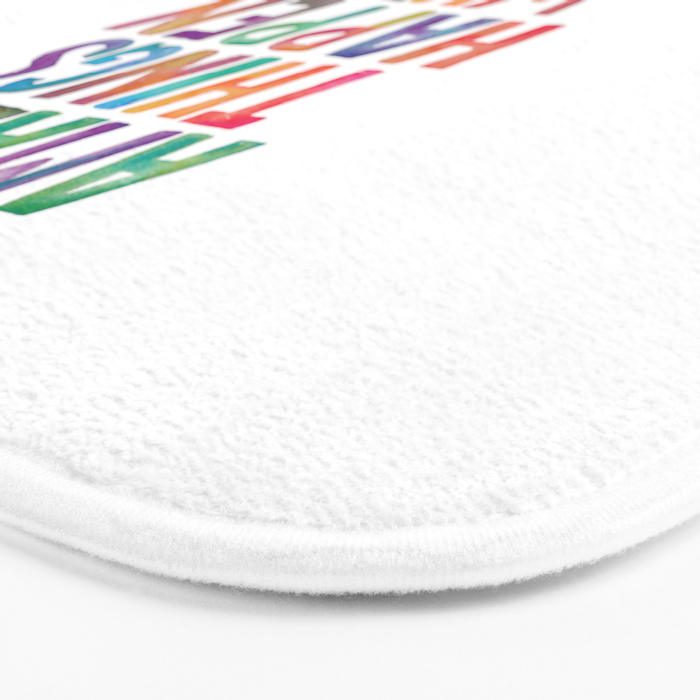 AMAZING THINGS HAPPEN WHEN YOU TRY rainbow watercolor Bath Mat Gallery Image 3