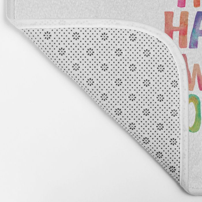 AMAZING THINGS HAPPEN WHEN YOU TRY rainbow watercolor Bath Mat Gallery Image 2