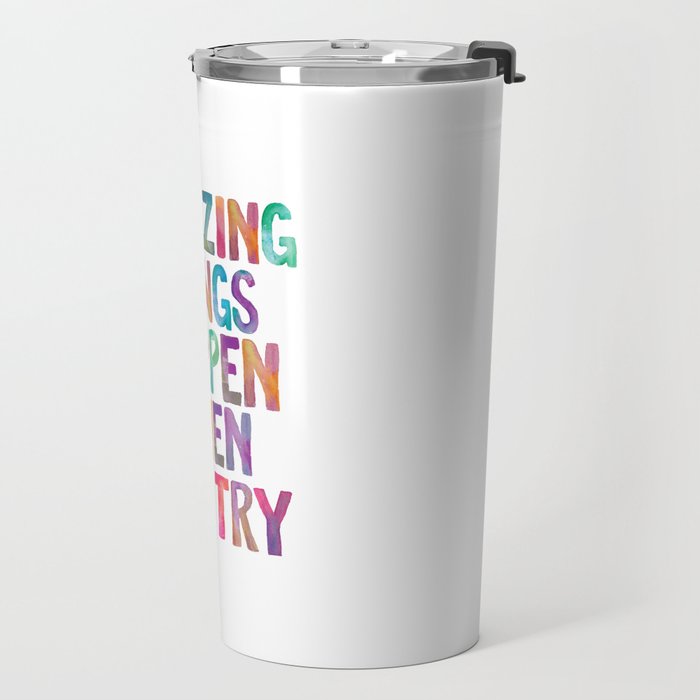 AMAZING THINGS HAPPEN WHEN YOU TRY rainbow watercolor Travel Mug Gallery Image 2