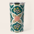 Indian Floral - pink and green  Travel Mug Gallery Image 1