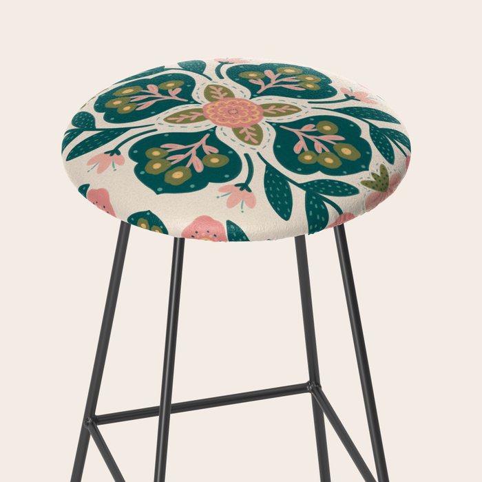 Indian Floral - pink and green  Stool Gallery Image 2