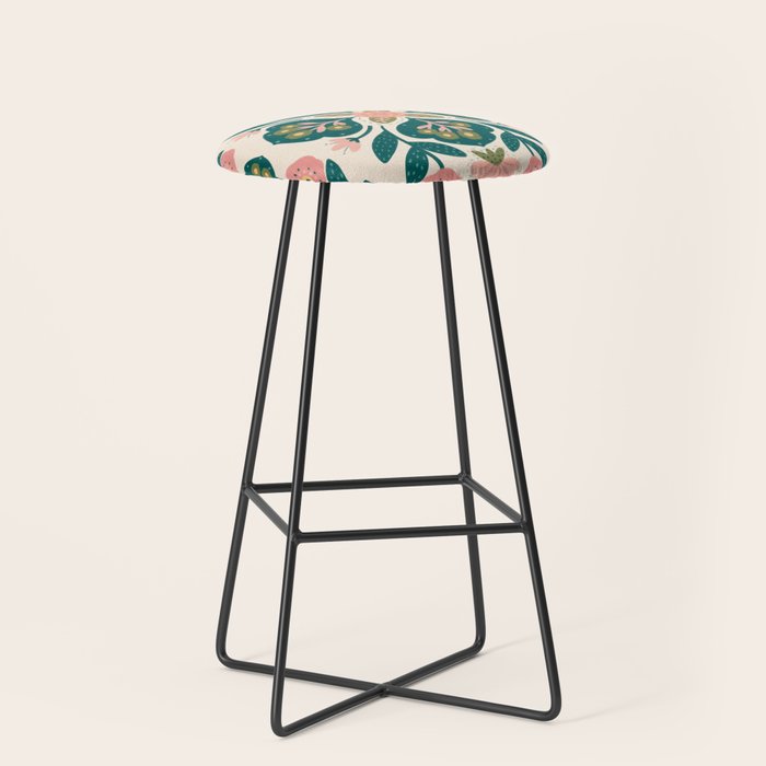 Indian Floral - pink and green  Stool Gallery Image 1