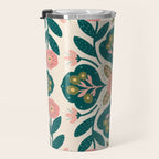 Indian Floral - pink and green  Travel Mug Gallery Image 3