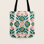 Indian Floral - pink and green  Tote Bag Gallery Image 1