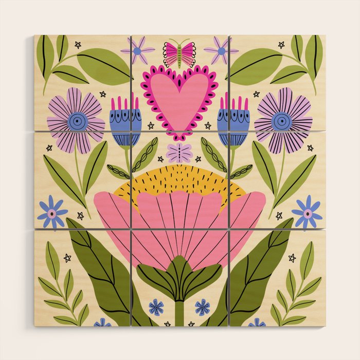 Flower Party  Wood Wall Art Gallery Image 1