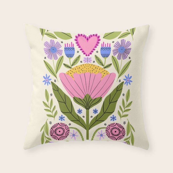 Flower Party  Throw Pillow Gallery Image 6