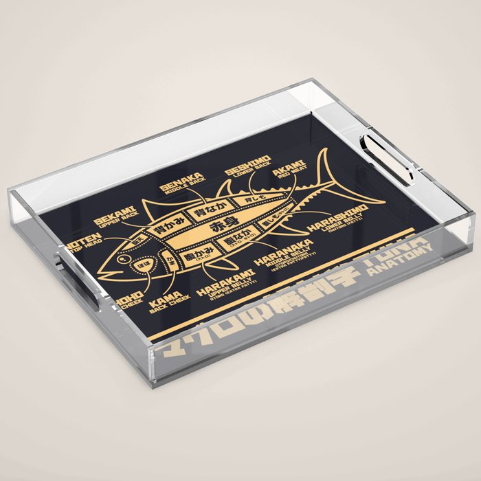 Tuna Anatomy Japanese Maguro Sushi - Black Sand Acrylic Tray Gallery Image 1