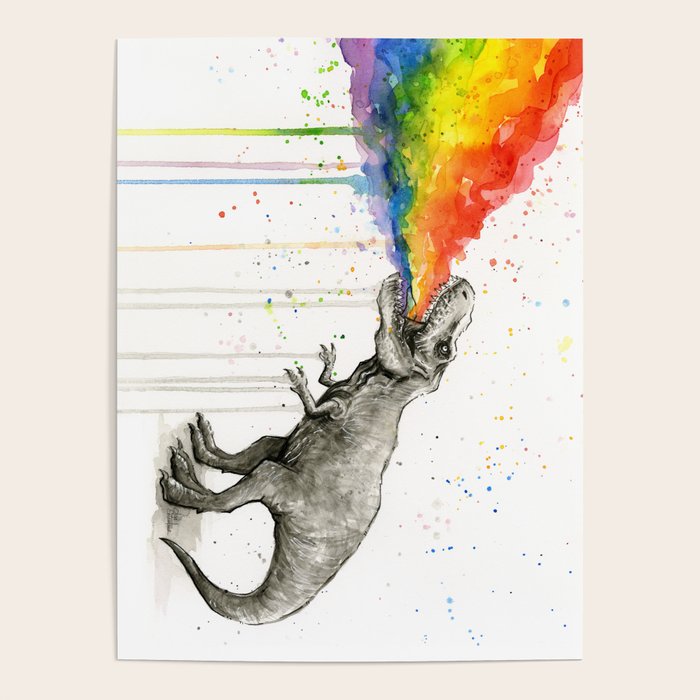 T-Rex Dinosaur Vomits Rainbow Poster Gallery Image 4