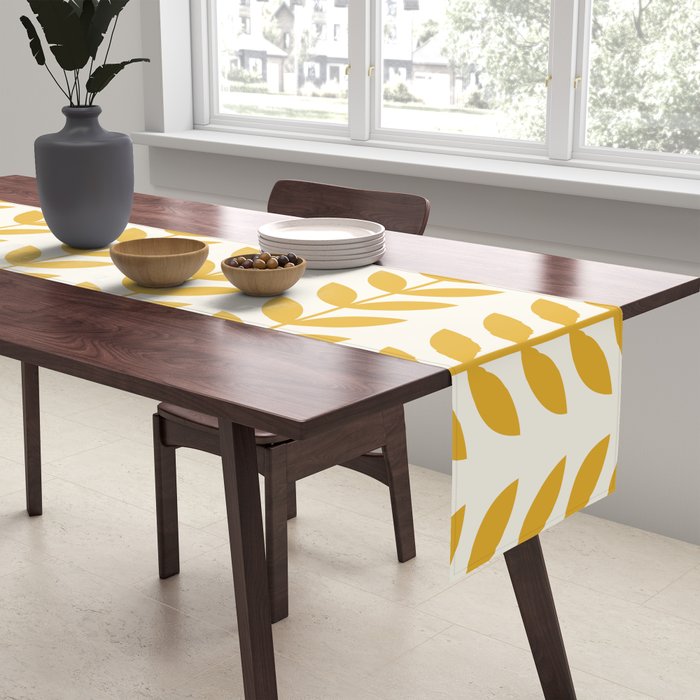 Scandinavian Mid Century Pattern Yellow Table Runner Gallery Image 2