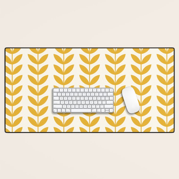 Scandinavian Mid Century Pattern Yellow Desk Mat Gallery Image 1