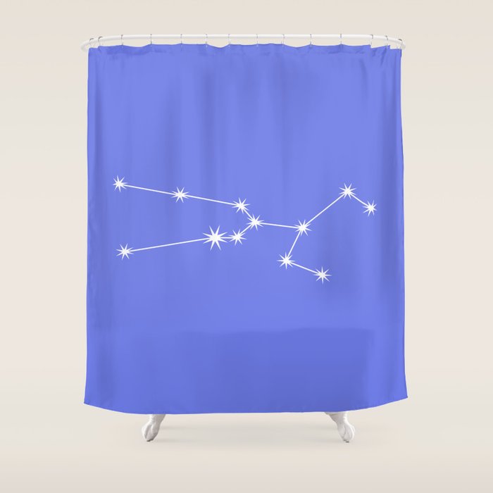 Taurus Zodiac Star Constellation Line Art Periwinkle Purple Shower Curtain Gallery Image 1