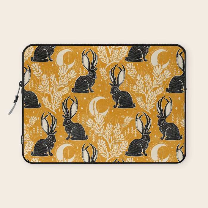 Jackalope - marigold and black  Laptop Sleeve Gallery Image 1
