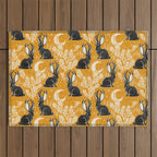 Jackalope - marigold and black  Outdoor Rug Gallery Image 1