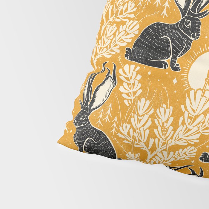 Jackalope - marigold and black  Pillow Sham Gallery Image 4