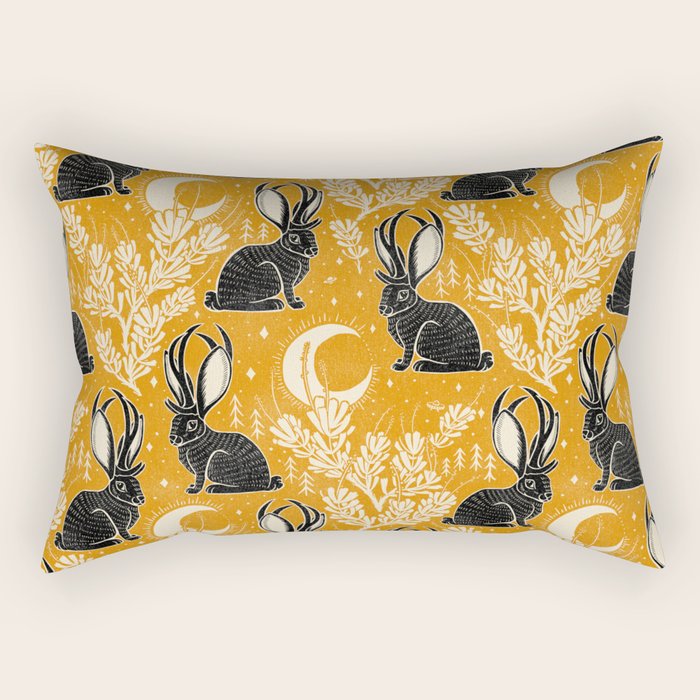 Jackalope - marigold and black  Rectangular Pillow Gallery Image 2
