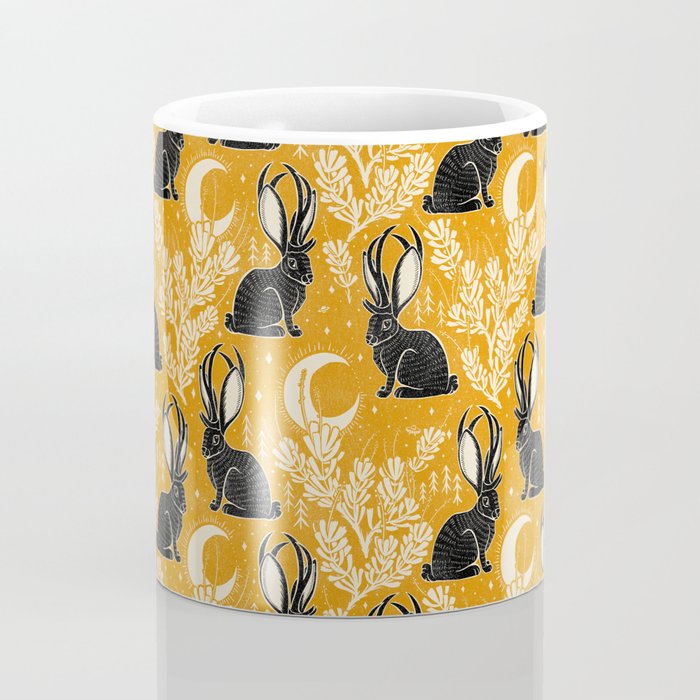 Jackalope - marigold and black  Coffee Mug Gallery Image 4