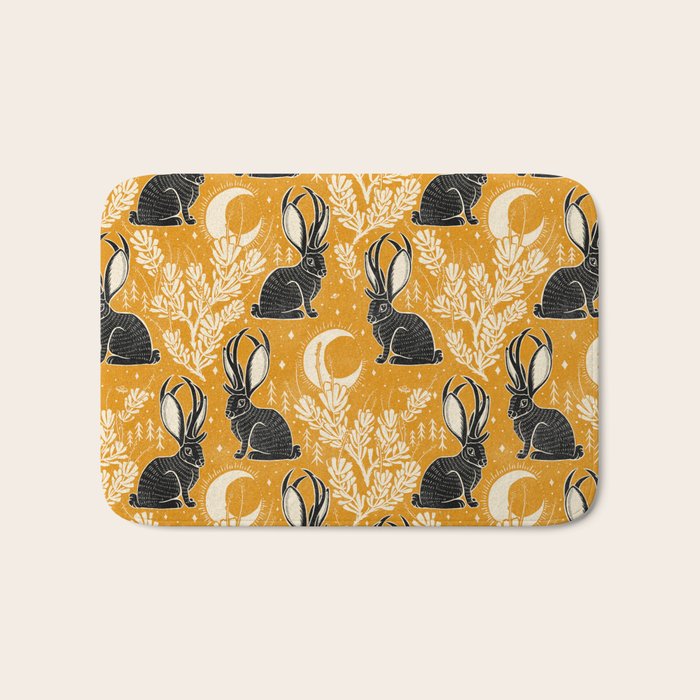 Jackalope - marigold and black  Bath Mat Gallery Image 1