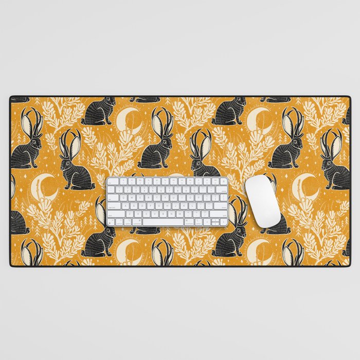 Jackalope - marigold and black  Desk Mat Gallery Image 1