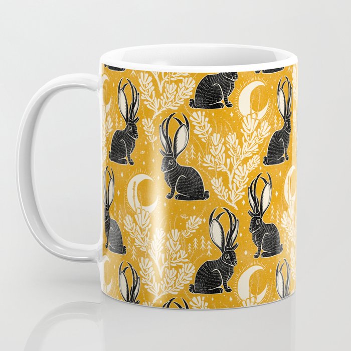 Jackalope - marigold and black  Coffee Mug Gallery Image 3