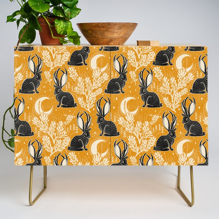 Jackalope - marigold and black  Credenza Gallery Image 1