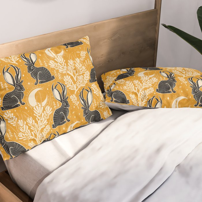 Jackalope - marigold and black  Pillow Sham Gallery Image 2