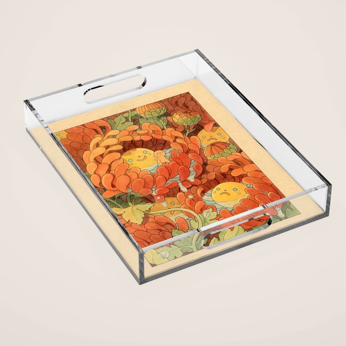 Weepy Chrysanthemums Acrylic Tray Gallery Image 1