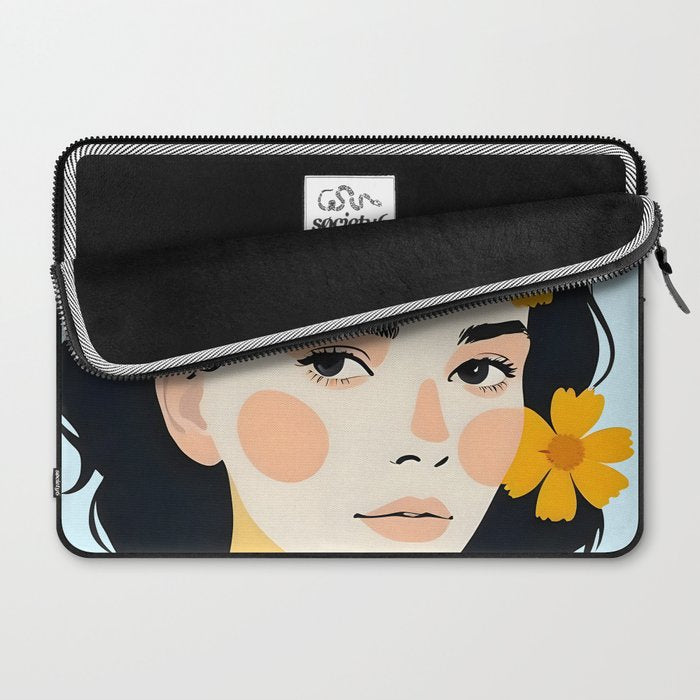 Variegated Human, Bohemian Woman Vitiligo Beauty, Self Love Positivity Mindset, Expressions Face Feelings Emotion Illustration, People Portrait Drawing Painting Laptop Sleeve Gallery Image 2