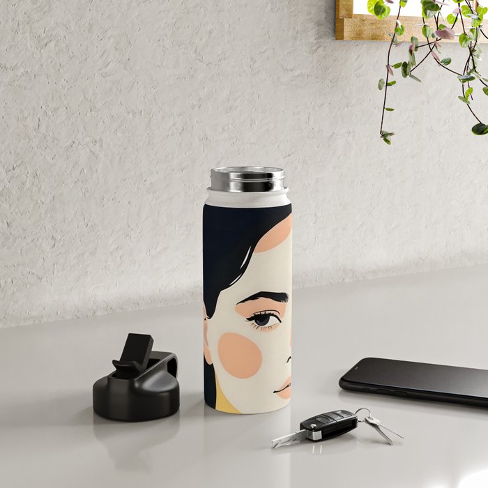 Variegated Human, Bohemian Woman Vitiligo Beauty, Self Love Positivity Mindset, Expressions Face Feelings Emotion Illustration, People Portrait Drawing Painting Water Bottle Gallery Image 4