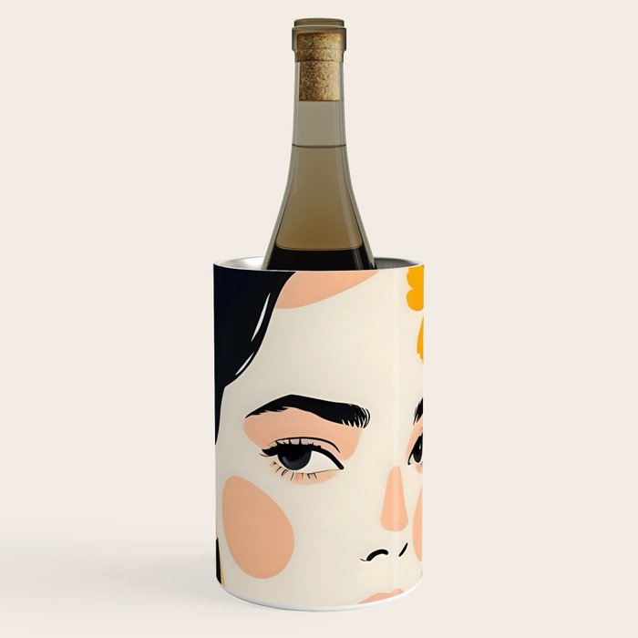 Variegated Human, Bohemian Woman Vitiligo Beauty, Self Love Positivity Mindset, Expressions Face Feelings Emotion Illustration, People Portrait Drawing Painting Wine Chiller Gallery Image 1