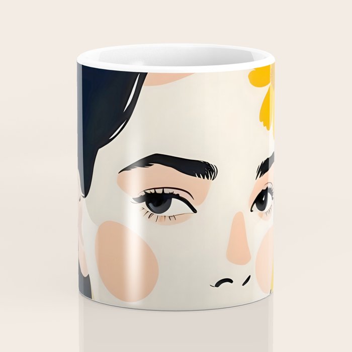 Variegated Human, Bohemian Woman Vitiligo Beauty, Self Love Positivity Mindset, Expressions Face Feelings Emotion Illustration, People Portrait Drawing Painting Coffee Mug Gallery Image 4