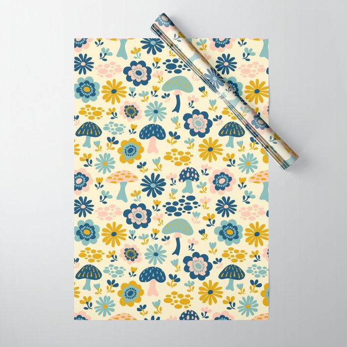 Magical Woodland Floral With Mushrooms Wrapping Paper Gallery Image 1