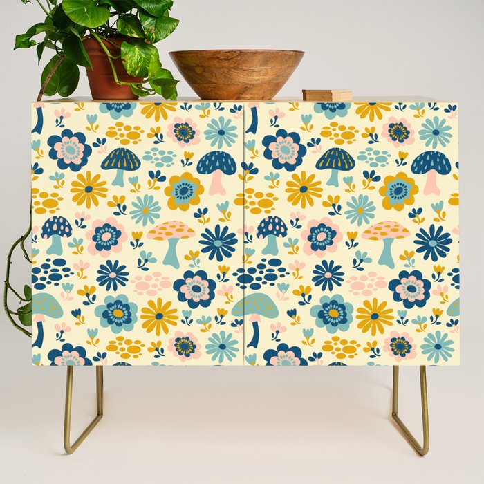 Magical Woodland Floral With Mushrooms Credenza Gallery Image 1
