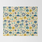 Magical Woodland Floral With Mushrooms Throw Blanket Gallery Image 2