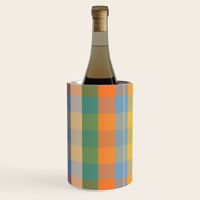Colorful Retro Modern Stripe Check Pattern Blue Orange Green Yellow Wine Chiller Gallery Image 2