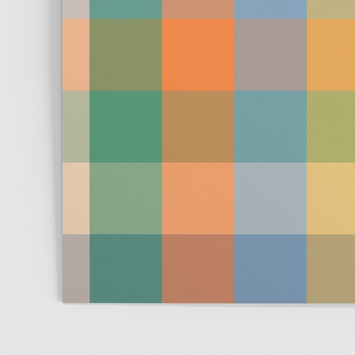 Colorful Retro Modern Stripe Check Pattern Blue Orange Green Yellow Poster Gallery Image 3