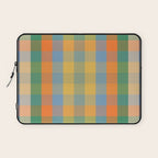 Colorful Retro Modern Stripe Check Pattern Blue Orange Green Yellow Laptop Sleeve Gallery Image 1