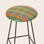 Colorful Retro Modern Stripe Check Pattern Blue Orange Green Yellow Stool Gallery Image 2