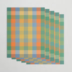 Colorful Retro Modern Stripe Check Pattern Blue Orange Green Yellow Wrapping Paper Gallery Image 3