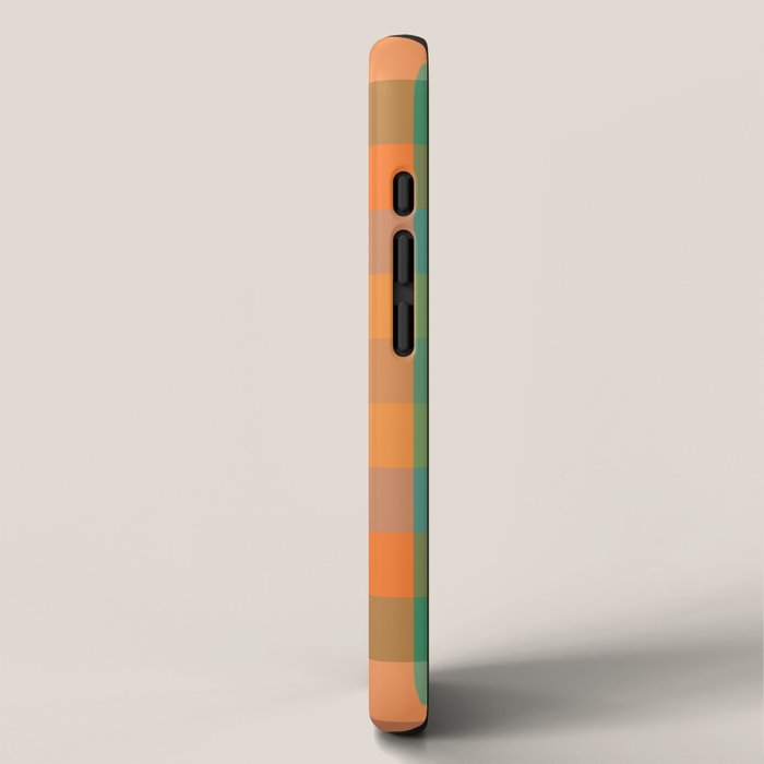 Colorful Retro Modern Stripe Check Pattern Blue Orange Green Yellow iPhone Case Gallery Image 2