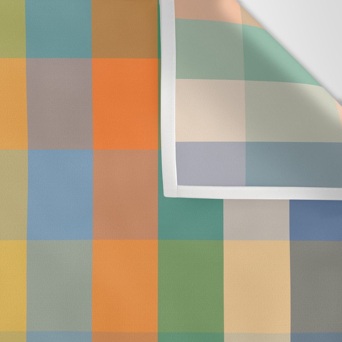 Colorful Retro Modern Stripe Check Pattern Blue Orange Green Yellow Wall Tapestry Gallery Image 3