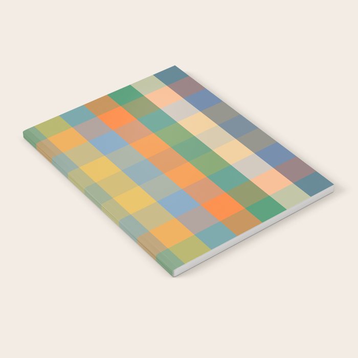 Colorful Retro Modern Stripe Check Pattern Blue Orange Green Yellow Notebook Gallery Image 2