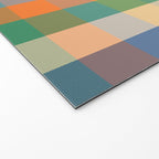Colorful Retro Modern Stripe Check Pattern Blue Orange Green Yellow Welcome Mat Gallery Image 2