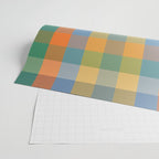 Colorful Retro Modern Stripe Check Pattern Blue Orange Green Yellow Wrapping Paper Gallery Image 2