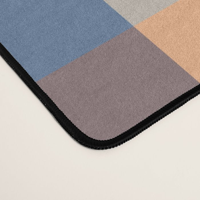 Colorful Retro Modern Stripe Check Pattern Blue Orange Green Yellow Desk Mat Gallery Image 4