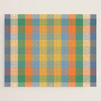 Colorful Retro Modern Stripe Check Pattern Blue Orange Green Yellow Jigsaw Puzzle Gallery Image 1