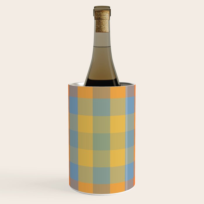 Colorful Retro Modern Stripe Check Pattern Blue Orange Green Yellow Wine Chiller Gallery Image 1
