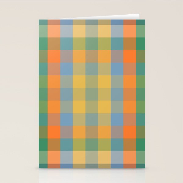 Colorful Retro Modern Stripe Check Pattern Blue Orange Green Yellow Stationery Card Gallery Image 2